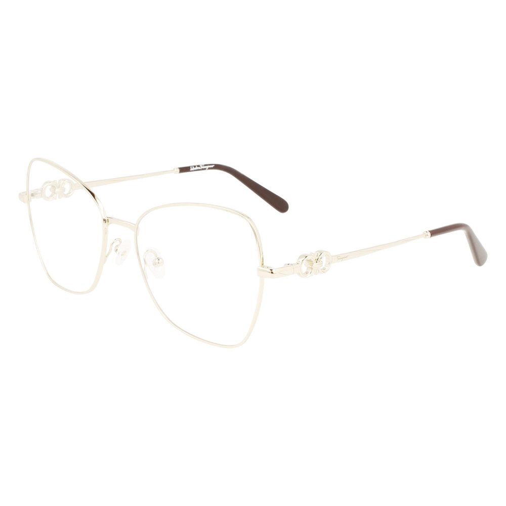 NEW Salvatore Ferragamo SF 2221 717 Shiny Gold Eyeglasses 55/17/140 with SF Case